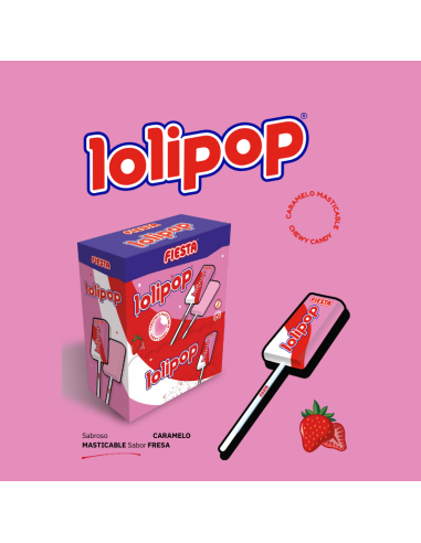 Caja Lolipop de 100 Unidades de Fresa